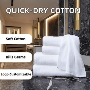 Ensemble de serviettes de bain en coton tissé 100% avec logo personnalisé, 400-350 g/m², sans ourlet, séchage rapide, antimicrobien, écologique, pour hôtel, salle de bain, 5 pièces - Product Image 3