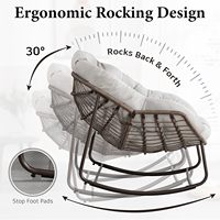 Large Oversized Papasan Indoor Rocking Chair Outdoor Rocker Comfy Wicker Egg Chairs for Outside Porch Patio Backyard Balcony
