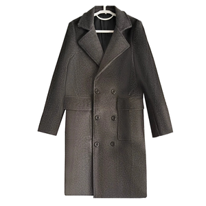European Size <b>Men's</b> Double Breasted Solid Color Large Size Casual New Medium <b>Long</b> Wool <b>Coat</b> <b>Men's</b> <b>Coat</b> - Product Image 1