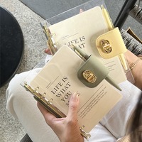 Carnet à anneaux de haute qualité pour femmes et filles, avec logo personnalisé, en PVC transparent, mignon, souple, planificateur, journal, spirale à feuilles mobiles