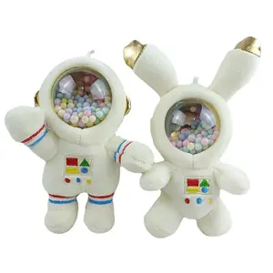厂家15厘米宇航员钥匙扣毛绒挂件可爱太空兔带颗粒公仔包摆件小礼品毛绒玩具