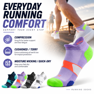 Chaussettes de course personnalisées, coupe basse, athlétiques, respirantes, anti-humidité, avec soutien de la voûte plantaire, talon et orteils amortis, en Spandex/Nylon, sans coutures - Product Image 1