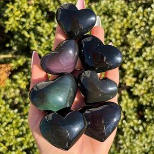 Venta al por Mayor de Corazones de Obsidiana Arcoíris, Cristal Curativo Natural Pulido para Decoración del Hogar y Regalos Navideños - Product Image 3