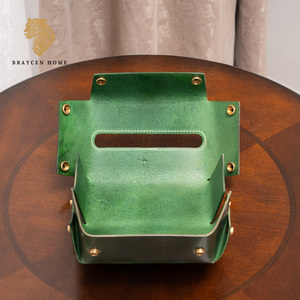 Boîte à mouchoirs pliable en cuir moderne style rétro pour salon, hôtel haut de gamme, restaurant, chambre à coucher - Product Image 4