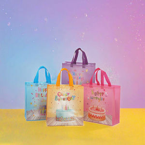 Bolsas de Regalo de Tela No Tejida con Estampado de Feliz Cumpleaños para Niños, Bolsas de Regalo con Diseño de Dibujos Animados para Fiestas de Cumpleaños, Venta al por Mayor - Product Image 3
