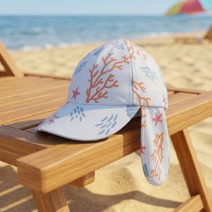 Chapeau <span class=keywords><strong>de</strong></span> bain plat pour enfants avec protection du cou, protection UV, imperméable, respirant, 100% polyester, imprimé par sublimation, unisexe - Product Image 2