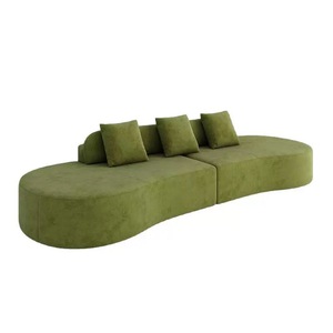 Curved Fabric Sectional <b>Sofa</b> Semicircular <b>Pillow</b> Back Minimalist Design Living Room Set - Product Image 3