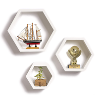 Étagères murales en bois et hexagonales noir de haute qualité, flottantes pour le salon, la cuisine et la chambre à coucher