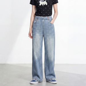 Women's High Quality Miyake Eco-Friendly Pleated Wide Leg Pants <b>Jeans</b> Loose High <b>Waist</b> <b>Elastic</b> Comfortable Painted Casual Pants - Product Image 3