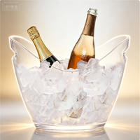 Seau à glace en plastique transparent, grande capacité, avec double poignée, pour champagne et vin, idéal pour bars et fêtes, vente en gros usine