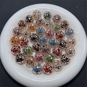 17MM Mixed Color Silver Loose Beads Colorful Rhinestone Spacer Ball Round Loose BeadsDIY Jewelry <b>Pen</b> Material Accessories - Product Image 4