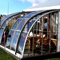 Pergola télescopique motorisée en aluminium et verre, rétractable, pour extérieur, abri de piscine, gazebo pour cour
