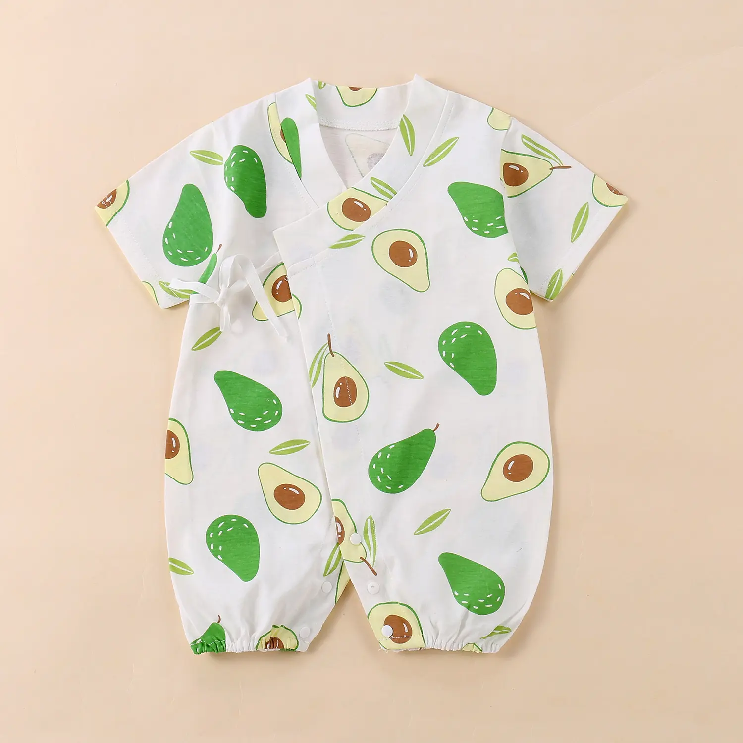 Infant jumpsuit summer combed cotton printed baby romper light and breathable boys and girls baby short-sleeved kimono