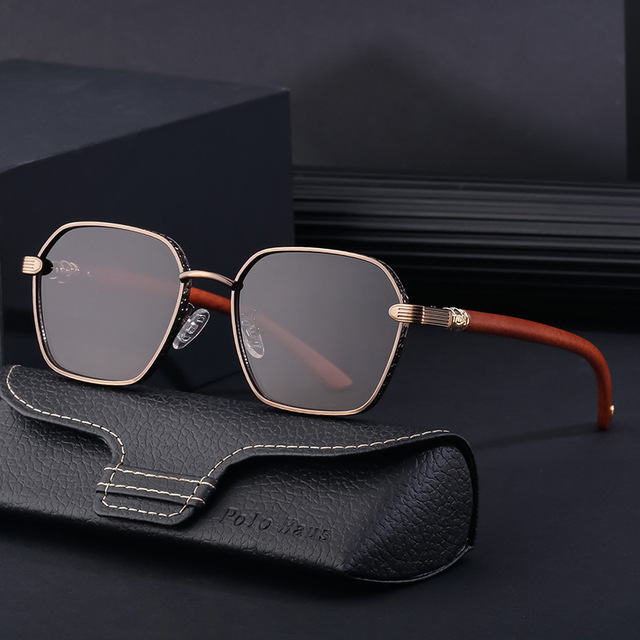 2025 Newest Fashion Steam Punk Custom Shades Sunglasses 2026 Uv400 Gafas De Sol Wood-Like Grain Metal Legs Polarized Sunglasses