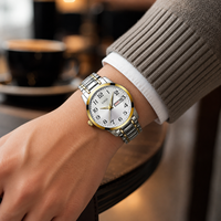 Montre à quartz de luxe pour homme, simple, avec double date, lumineuse, grand cadran en cristal, bracelet en acier inoxydable, étanche, 40 mm, 10 mm