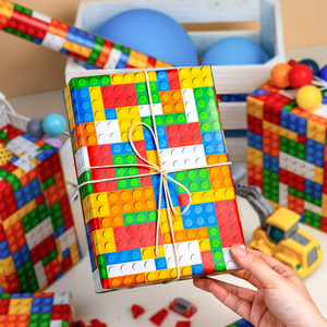 Lego-Style <b>Pattern</b> Gift Wrapping <b>Paper</b> Double Sided Coated Specialty <b>Paper</b> for Gift & Craft Use - Product Image 2