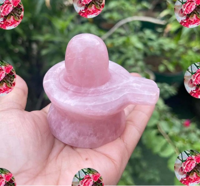 Natural IGI Certified Rose Quartz Shivalingum Carved Semiprecious Gemstone 4-7 Inch Sizes Indian Festival HARI OM CREATIONS