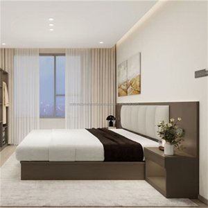 Juego de Muebles de Dormitorio Completo para Hotel Moderno de 3 Estrellas, Económico, al por Mayor, con Base de Cama de Madera, Cabecera, Mesitas de Noche, Mueble para TV y Armario - Product Image 2