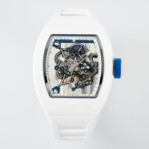 Montre mécanique automatique pour homme, haut <span class=keywords><strong>de</strong></span> gamme, décontractée et luxueuse, en forme <span class=keywords><strong>de</strong></span> tonneau <span class=keywords><strong>de</strong></span> vin, en céramique blanche, <span class=keywords><strong>squelette</strong></span>, <span class=keywords><strong>de</strong></span> haute qualité, étanche - Product Image 1