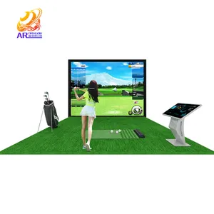 Golf simülatörü akıllı ekran Hologram ile interaktif projeksiyon Golf eğitim yardımları Golf kulüpleri topları eğlence kapalı