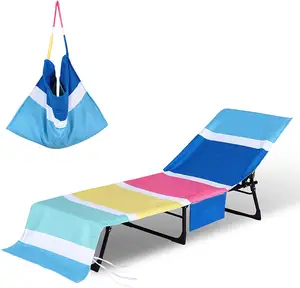 customised lounge chair rectangle recycled material micro fiber beach towel dry beach beach towel lounge chair cover pocket