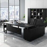 Escritorio de Oficina de Madera 2024 y Combinación de Silla de Escritorio para Computadora, Escritorio de Oficina Moderno y Simple, Escritorio de Jefe con Archivador, Una Mesa Sencilla