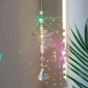 Commercio all'ingrosso K9 Snowflake Crystal Suncatcher Crystal Glass Wind Chimes Crystal Sun Catcher per natale