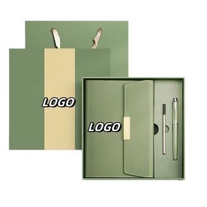 X515-1 100 Sheets <b>Diary</b> for Work Customizable Blue Pu Leather <b>A5</b> Portable Agenda Gift Set - Product Image 1