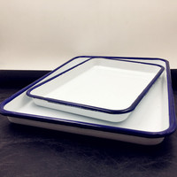 Rôtissoire de cuisson en émail avec impression de logo de couleur personnalisée rectangulaire vintage en vente en gros plateau roulant de plaque de cuisson antiadhésive