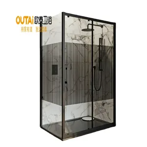 Alta qualidade preto deslizante vidro quarto chuveiro com alta qualidade e bom preço