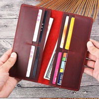 Dompet Kulit Sapi Asli Buatan Tangan Eropa Amerika Retro Crazy Horse, Model Terbuka Panjang, Lapisan Atas Kulit Sapi, Anti RFID, Portabel untuk Wanita