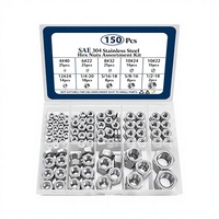 Kit d'assortiment d'écrous hexagonaux métriques en acier inoxydable 304 avec tailles 6, 8, 10, filetage à droite, entièrement filetés pour équipement de fitness