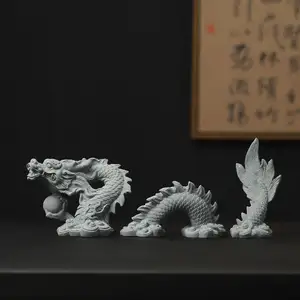 Style chinois Bon augure Dragon Loong Zodiaque Micro Paysage Rocaille Eau Fish Tank Vieux Objets Petits Ornements Artisanat À La Main - Product Image 1
