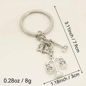 Scales of Justice Gavel Book Keychain Antique Silver Zinc Alloy Split Ring for <strong>Law</strong> School Graduation <strong>Gift</strong> - Product Image 2