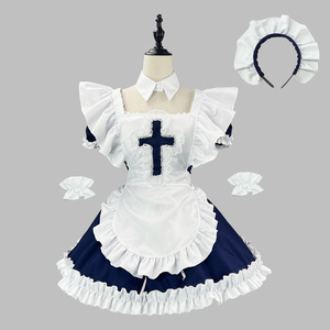 princess polly baby blue dress Low Price Blue French Maid Costume High-Quality Lace Material