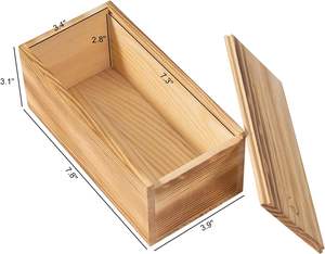 Caja de Almacenamiento de Madera de Pino con Tapa Deslizante, Caja de Regalo de Madera Vintage para Manualidades, Joyas, Tarjetas, Organizador de Escritorio - Product Image 5
