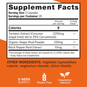 แคปซูลขมิ้นชันวีแกนออร์แกนิกผสมขิง ผลิตตามมาตรฐาน GMP เกรดอาหาร สำหรับเสริมพลังงานสำหรับผู้ใหญ่ - Product Image 2