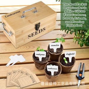 Wooden <b>Seed</b> <b>Storage</b> Box With Compartment Flip Top For Garden Tools And <b>Seeds</b> Organizing - Product Image 4