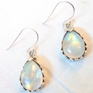 Pendientes de plata de ley 925 con piedra lunar de arcoíris, joyería elegante con piedra lunar Natural - Product Image 2