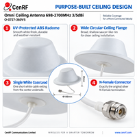 Antenne de plafond CenRF Omni DAS 698-2700MHz 3/5dBi WiFi/LTE RF extérieure