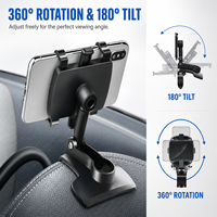 Soporte para Teléfono de Coche con Abrazadera de Resorte para Salpicadero, Rotación 360°, Plegable, Soporte de Navegación con Agarre de Cuatro Esquinas para Visualización HUD