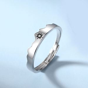 Simple Opening Sun Moon <b>Ring</b> Minimalist <b>Silver</b> Color Sun Moon Adjustable <b>Ring</b> for <b>Men</b> Women Couple Engagement Jewelry Gifts - Product Image 6