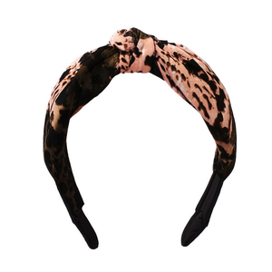 G9XIA6 Fascia per capelli con nodo e stampa animalier, accessorio moda donna, regolabile in poliestere, stile casual - Product Image 2