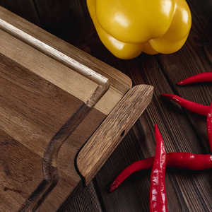 Tabla de cortar de madera de acacia rectangular multifuncional para carne, verduras, pizza y bistec - Product Image 4