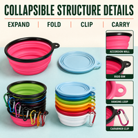 Gamelle pliable pour chien, écologique en TPE, avec bordure noire et clip, idéale pour les promenades en parc et les voyages, vente en gros