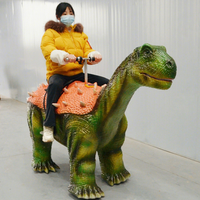 Manège de dinosaure animatronique à monnayeur pour parcs d'attractions, dinosaure électrique à long cou à chevaucher