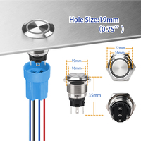 Interrupteur à bouton-poussoir LED 12V 10A à courant élevé, robuste, en acier inoxydable, IP67, 1NO1NC