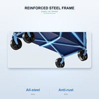 Chariot de camping pliable personnalisé 150L, capacité 150KG, robuste, en acier, avec roues pivotantes à 360° pour l'extérieur