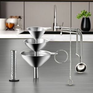 Set corong dapur silikon corong logam baja tahan karat Food Grade untuk corong kecil bumbu minyak esensial untuk pengisian botol - Product Image 6