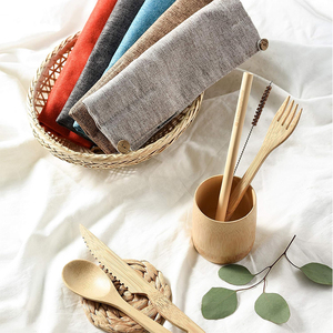 100% compostable Heavy Duty dùng một lần bằng gỗ tre bột bắp Bộ dao kéo cho cắm trại Đảng tùy chỉnh bao bì - Product Image 5